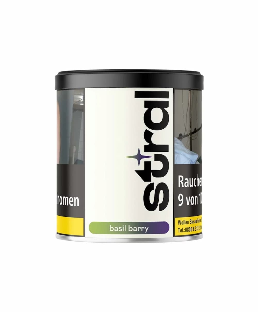 Stral basil barry Shisha tabak Dose 200g Brombeere Basilikum
