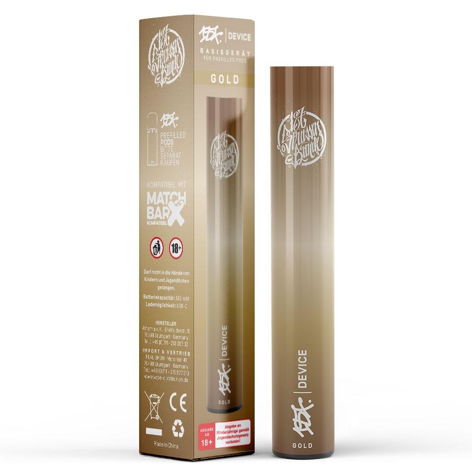 187 Device PODS Akku in Gold – wiederaufladbarer 500mAh Akkuträger im eleganten Penstyle-Design für 187 Vape Pods