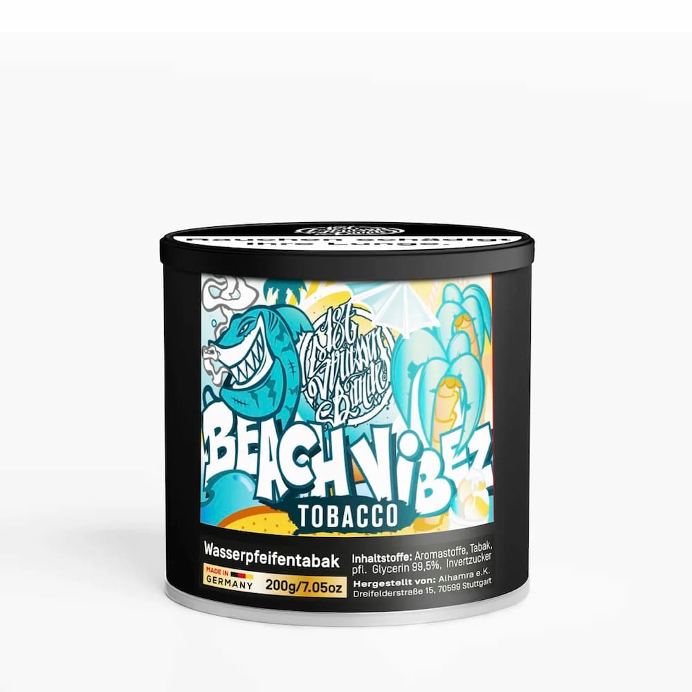187 Tobacco Beach Vibes 200g Shisha Tabak mit Himbeere und Limette – Fruchtige Tabaksorte mit intensivem Sommergeschmack in hochwertiger Verpackung