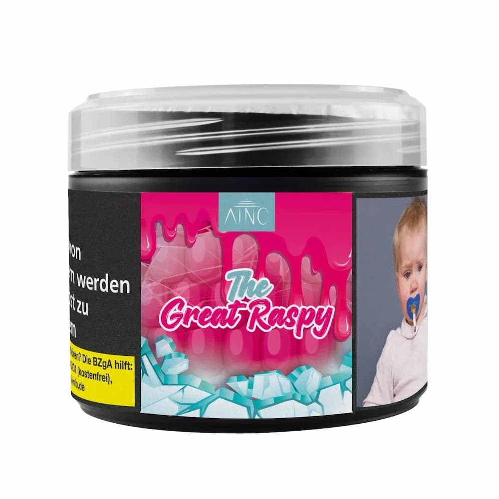 Aino The Great Raspy 200g Shisha Tabak – Geschmacksrichtung Himbeere und Ice – fruchtig-kühler Tabak in 200g Dose