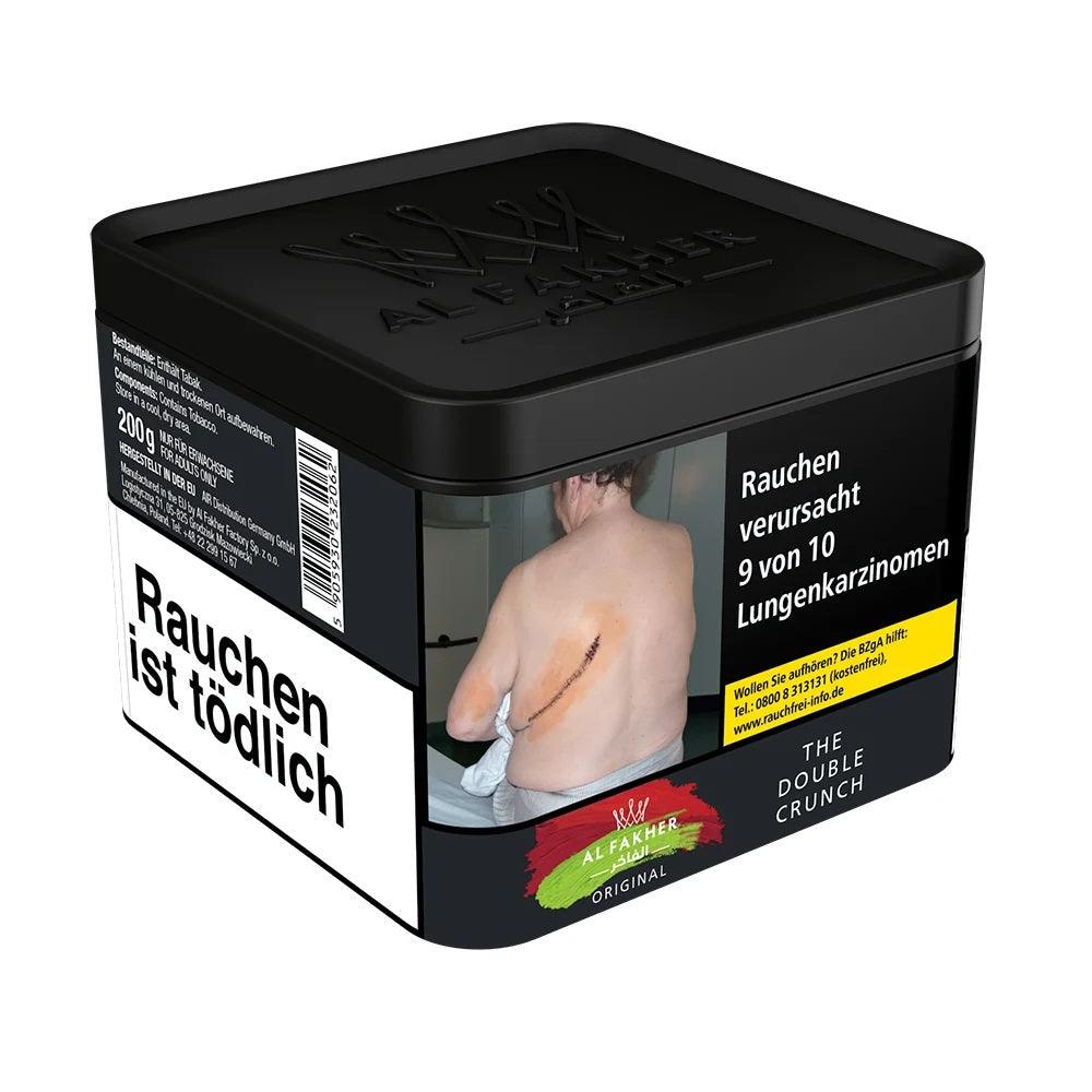 Al Fakher The Double Crunch 200g Shisha Tabak mit klassischem Doppelapfel-Geschmack, intensiver Apfelaroma-Mix aus grünem und rotem Apfel, hochwertiger Shisha-Tabak für weichen und vollmundigen Rauch, beliebter Tabak für fruchtige Shisha-Sessions, grüne Verpackung, Al Fakher Tabak 200g