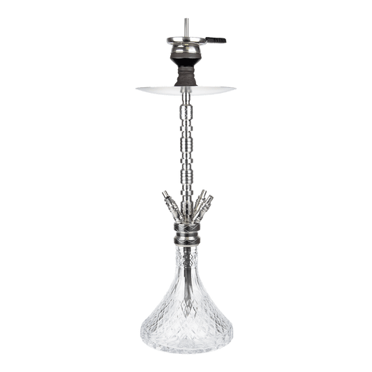 Jookah Steel Deal #12 Big Steel Edelstahl Shisha mit Glas Bowl und vier Schlauchanschlüssen.
