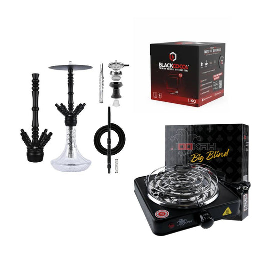 Jookah Underground M Shisha Set in Schwarz mit Kohleanzünder und 1kg Naturkohle – Komplettset für Einsteiger und Profis