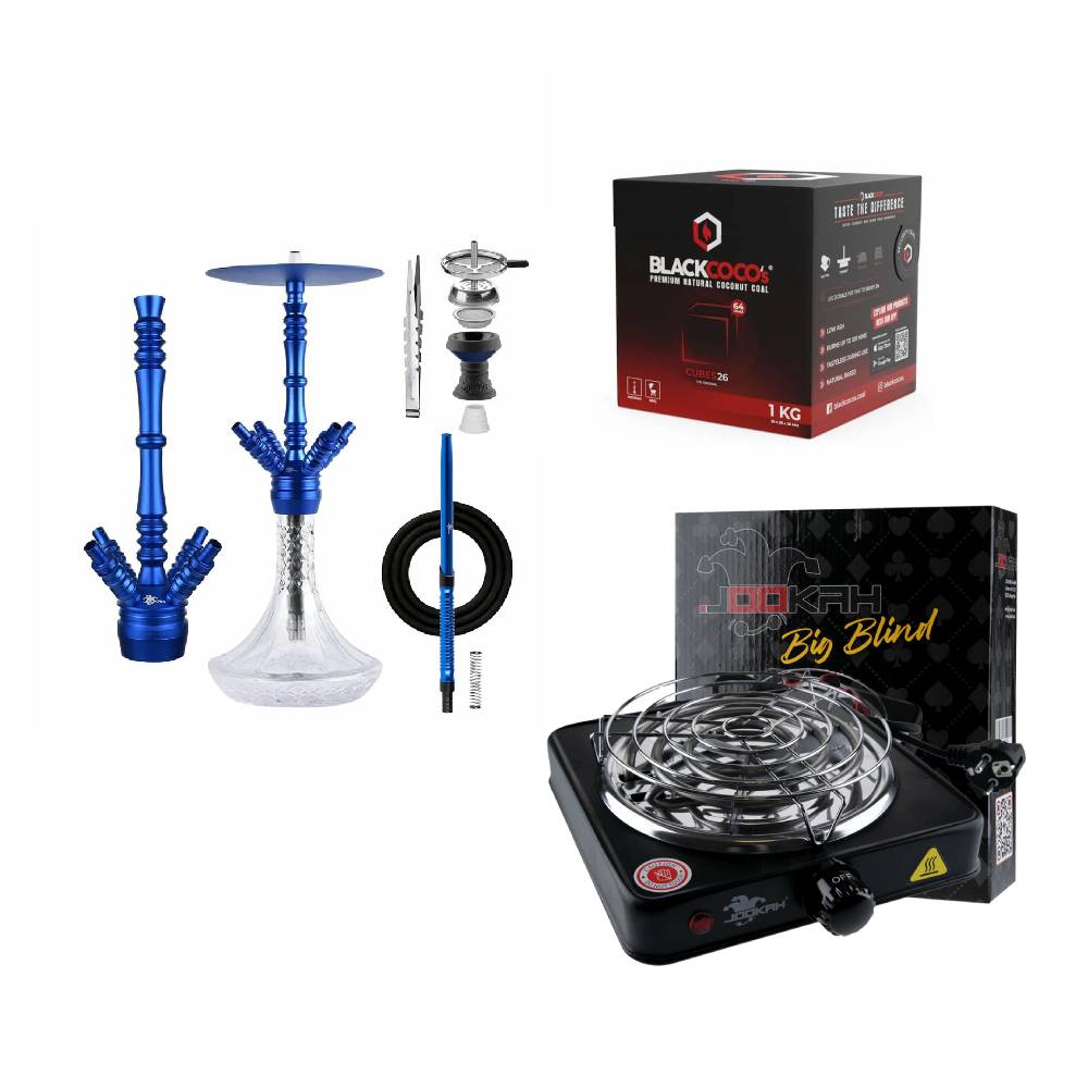 Jookah Underground M Shisha Set in Blau mit Kohleanzünder und 1kg Naturkohle – Hochwertiges Shisha Bundle unter 100 Euro