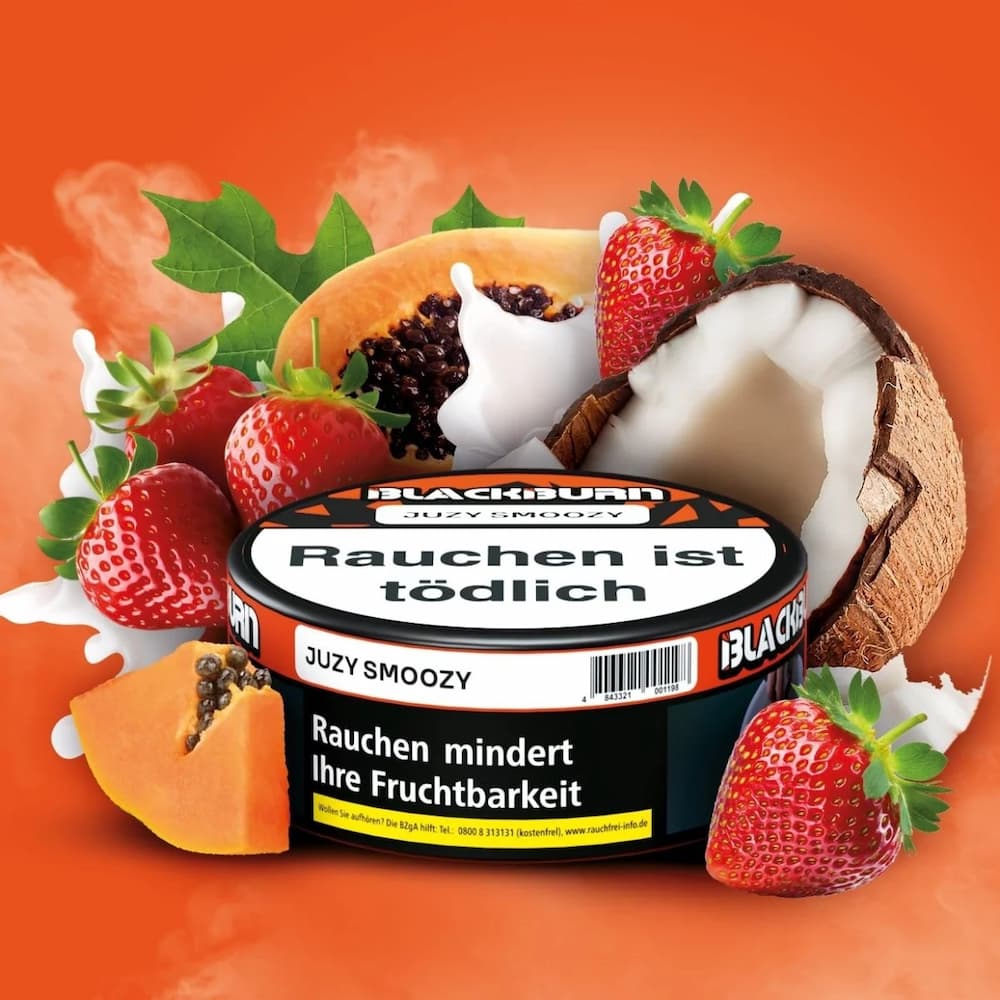 Blackburn Shisha Dose mit Juzy Smoozy und Erdbeeren nd Kokosnuss