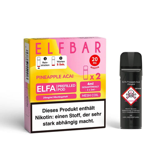 Elfbar ELFA Pod Pineapple & Acai – 2 ml Pod mit Ananas- und Acai-Aroma, 20 mg Nikotinsalz