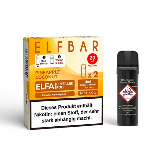 Elfbar ELFA Pod Pineapple & Coconut – 2 ml Pod mit Ananas- und Kokosnuss-Aroma, 20 mg Nikotinsalz