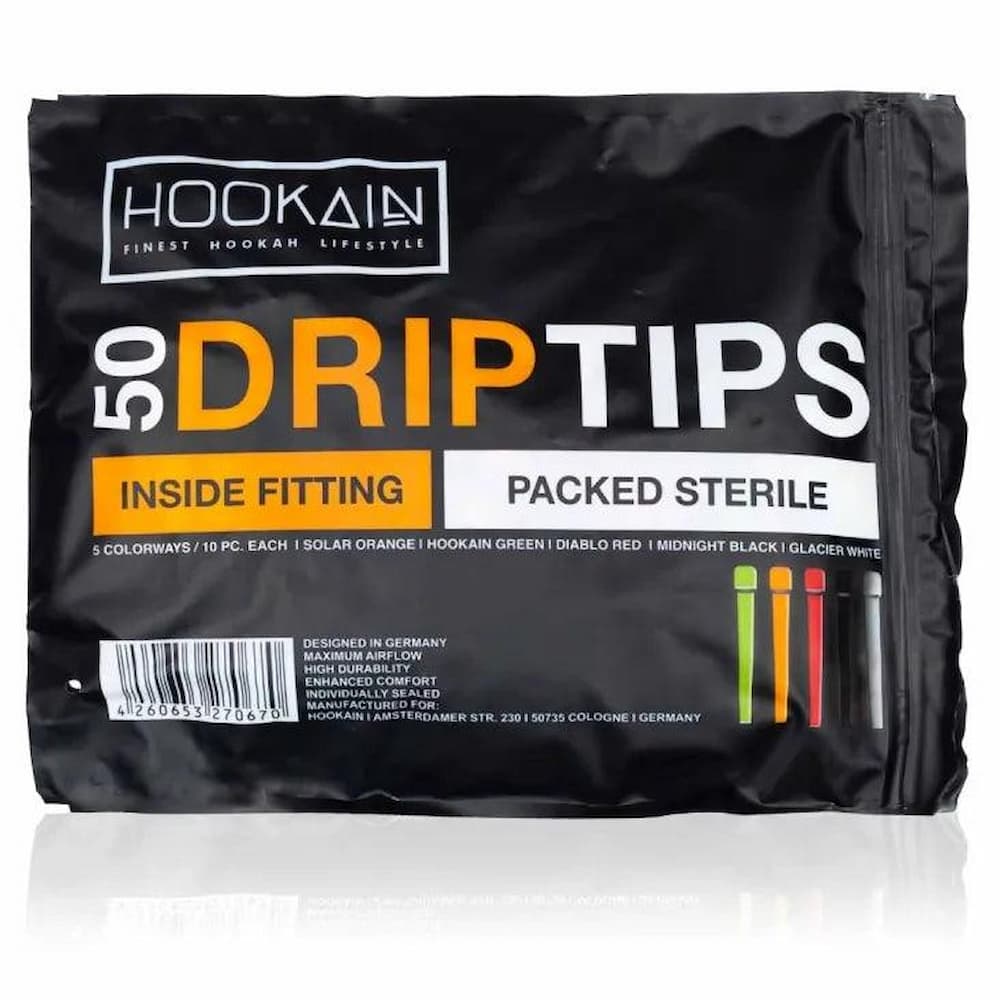 Hookain Drip Tips 50 Stück – hygienische Einweg Shisha Mundstücke, kompatibel mit allen Shisha-Schläuchen, ergonomisches Design für angenehmes Zuggefühl