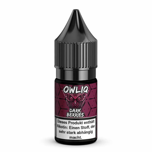 OWLIQ Dark Berries 10ml Liquidflasche mit 20mg Nikotinsalz, fruchtige Beeren und Cooling-Effekt, geeignet für MTL und Pod-Systeme