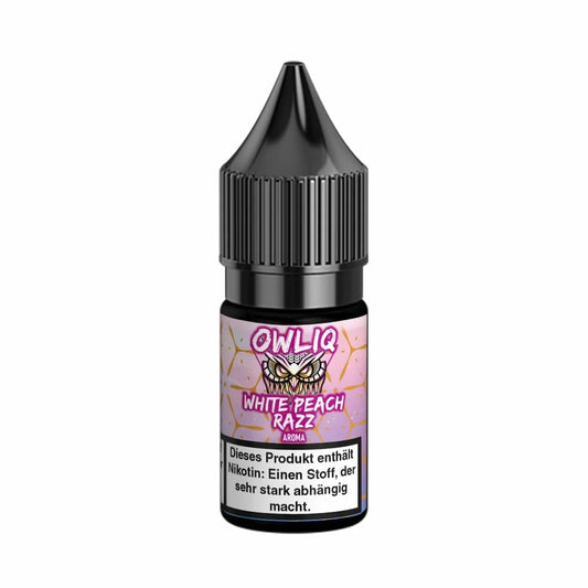 OWLIQ Liquidflasche auf weißem Hintergrund White Peach Razz