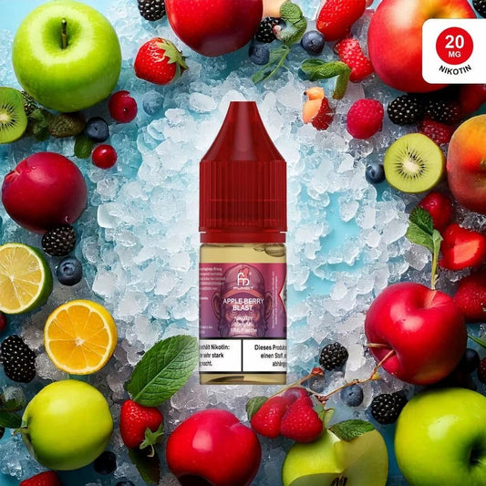 Apple Berry last Liquidflasche RandM mit Früchten