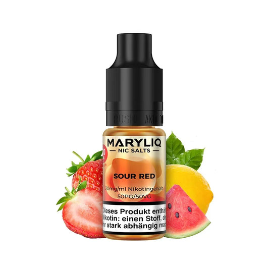 Maryliq 20mg Nikotin 10ml Sour Red Liquid – fruchtiger Erdbeer-, Wassermelonen- und Zitronengeschmack mit 20mg Nikotin