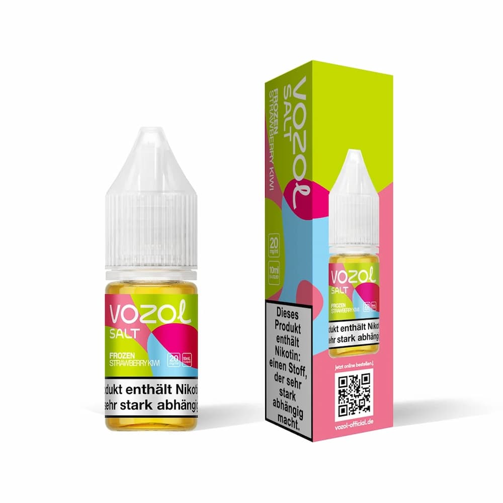Vozol Frozen Strawberry Kiwi Liquid 20mg – Nikotinsalz E-Liquid mit Erdbeere, Kiwi und Ice für MTL-Vapes und Pod-Systeme, 10ml Flasche mit starkem Nikotinkick und fruchtig-kühlem Geschmack.