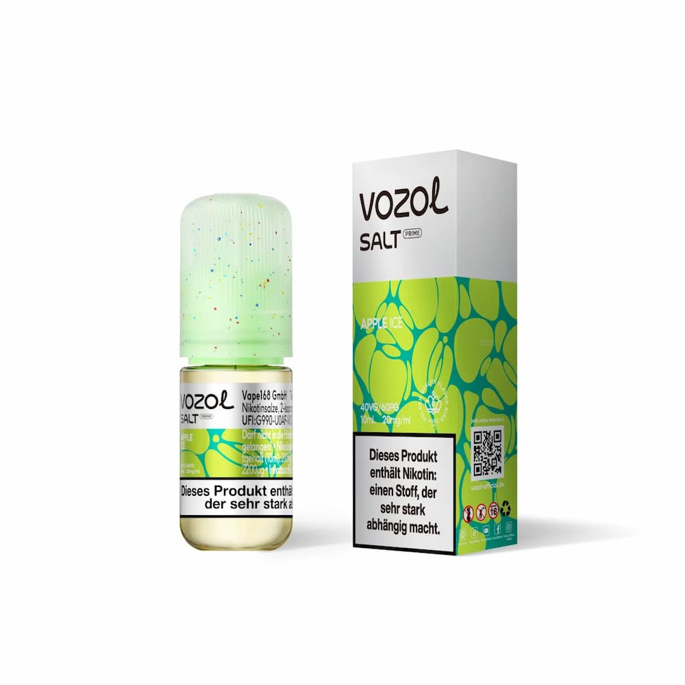 Vozol Salz Prime Nikotinsalz Liquid Apple Ice 10ml Flasche mit 20mg Nikotin – Puzzles Shisha Shop