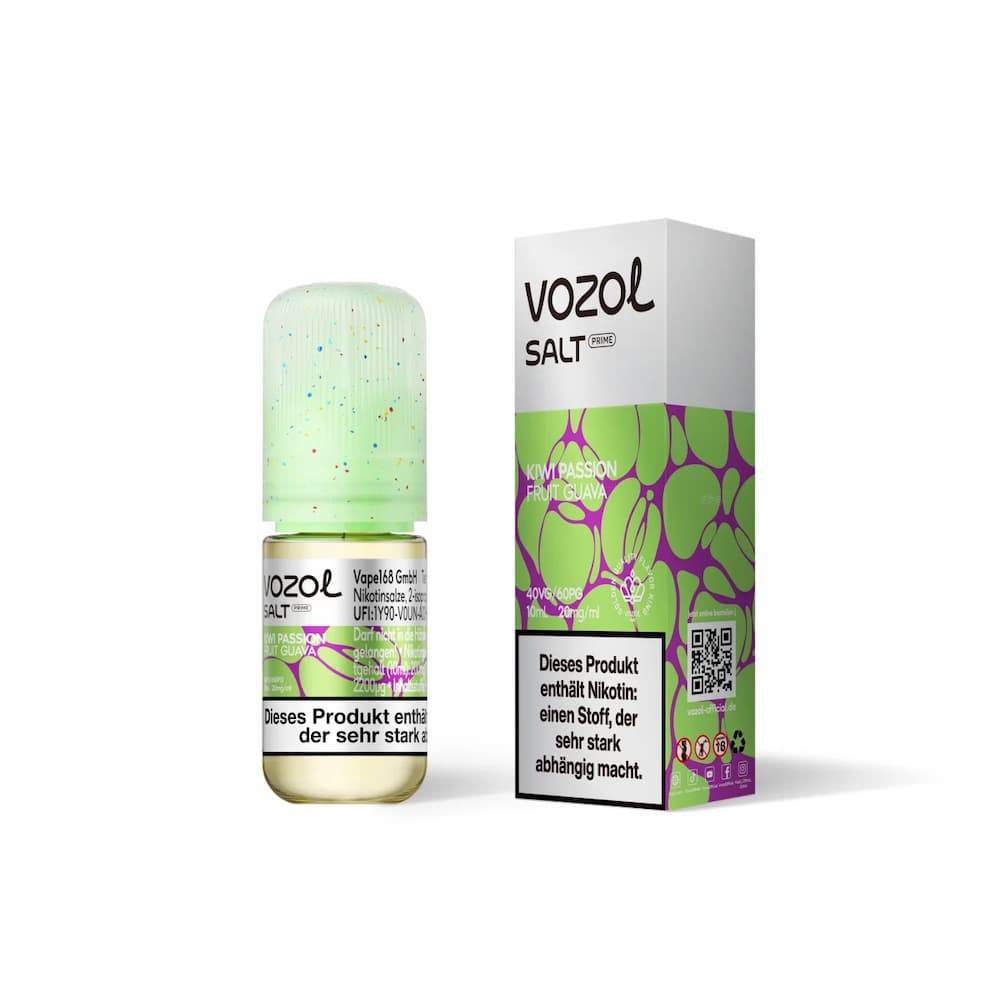 Vozol Salz Prime Nikotinsalz Liquid Kiwi Passion Fruit Guava 10ml Flasche mit 20mg Nikotin – Puzzles Shisha Shop