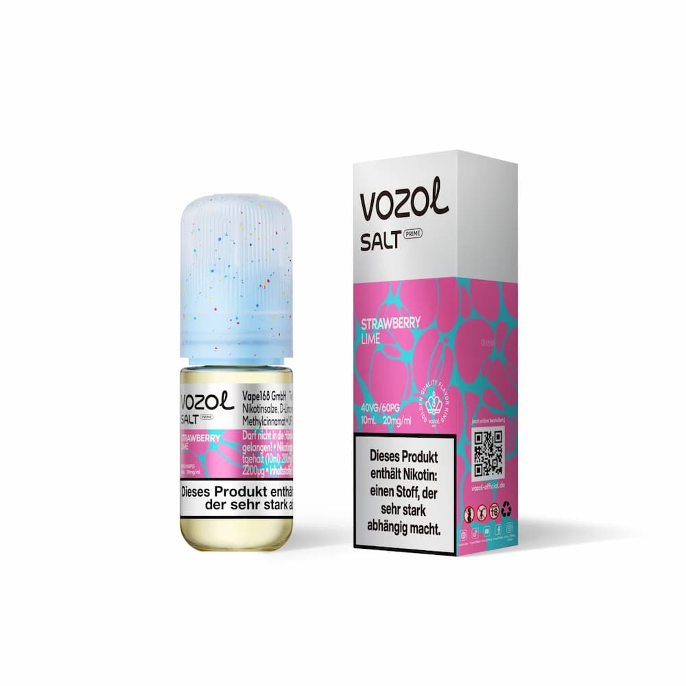 Vozol Salz Prime Nikotinsalz Liquid Strawberry Lime 10ml Flasche mit 20mg Nikotin – Puzzles Shisha Shop